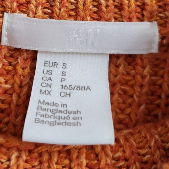 H&M Womens Sweater Small Orange Chunky Knit Pullover‎ Crewneck - Picture 5 of 10